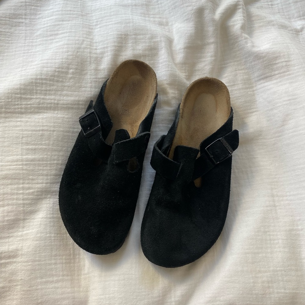 Black Boston Birkenstocks suede size 38
